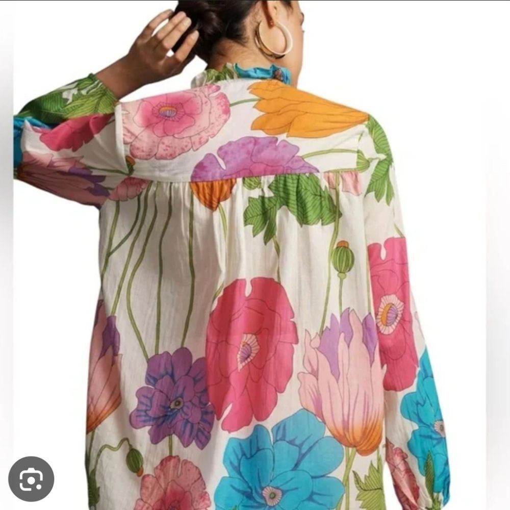 MILLE Francesca Watercolor Floral Cotton Blouse S